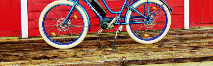 Electra Townie e-bike ready for rental in Balestrand with fjord and mountain views